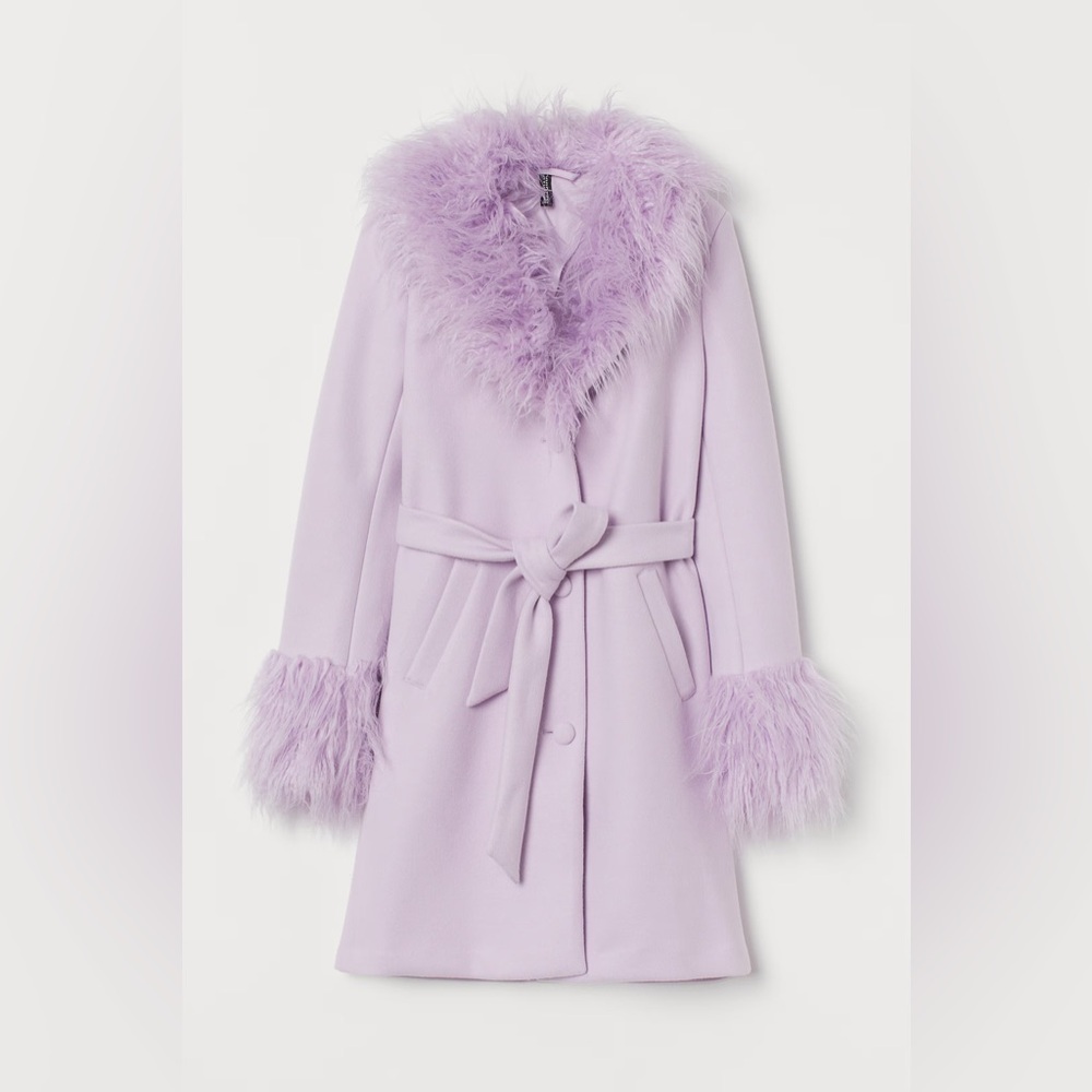 H&M faux fur trimmed coat